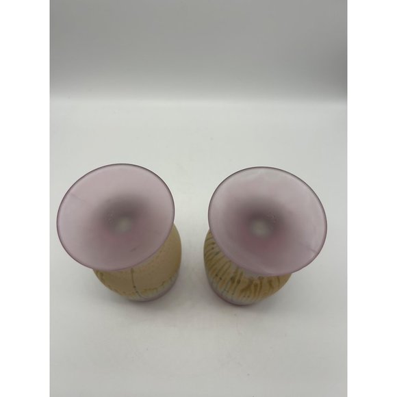 Rueven Art Glass Frosted Decanter with 2 glasses Barware Pastel Drip - Picture 6 of 8